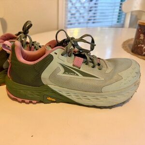 Altra Timp 5 Women's Trail Running/Hiking Shoes - Green and Pink.